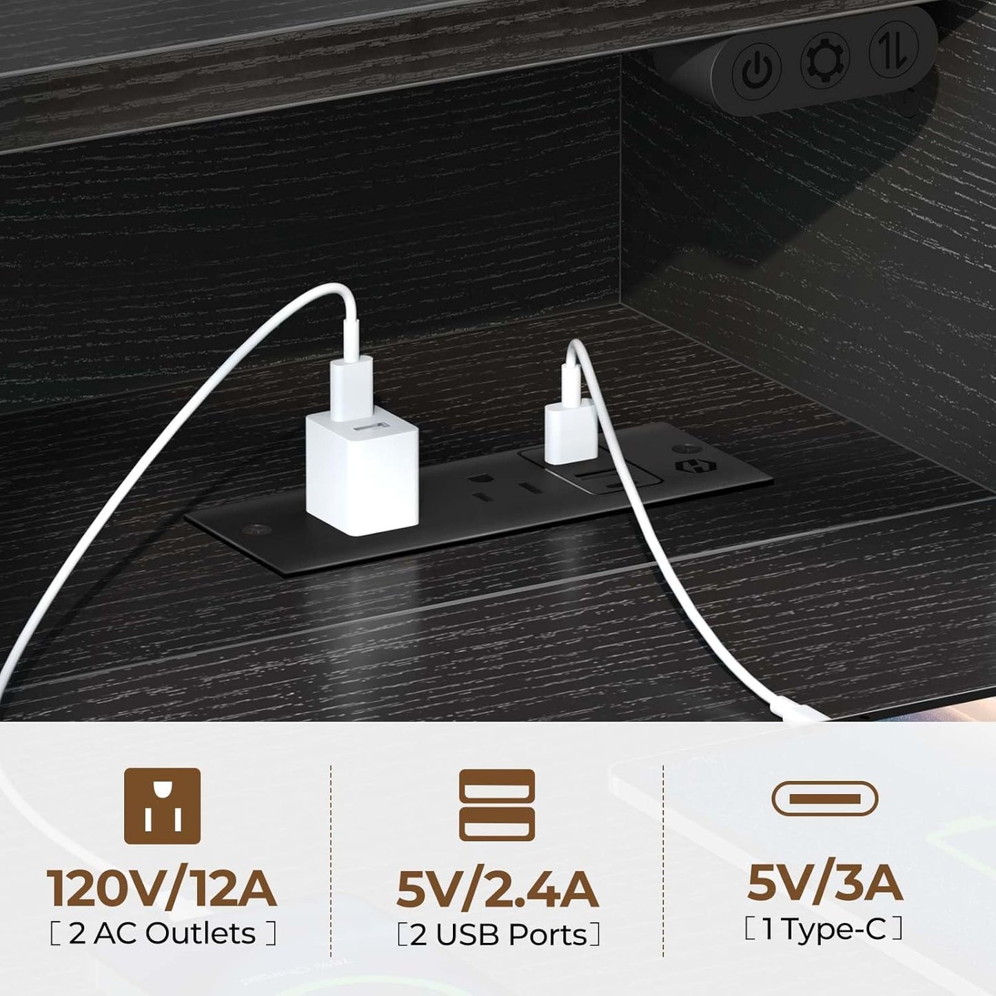 Computer Desk 39" with LED Lights & Power Outlets, Home Office Desk with Monitor Shelf, Gaming Desk,Writing Desk, Study Desk for Student & Kids, Black