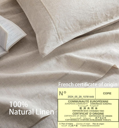 100% French Linen Pillow Case King Size Set of 2,Oeko-Tex Certified Stone Washed Flax Pillow Shams with Envelope Closure - Breathable & Cooling for Hot Sleepers（Natural Linen,20''X36''）