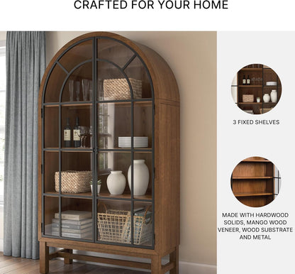 Chadworth Classic Display Cabinet with Anti-Tipping, Light Brown & Black
