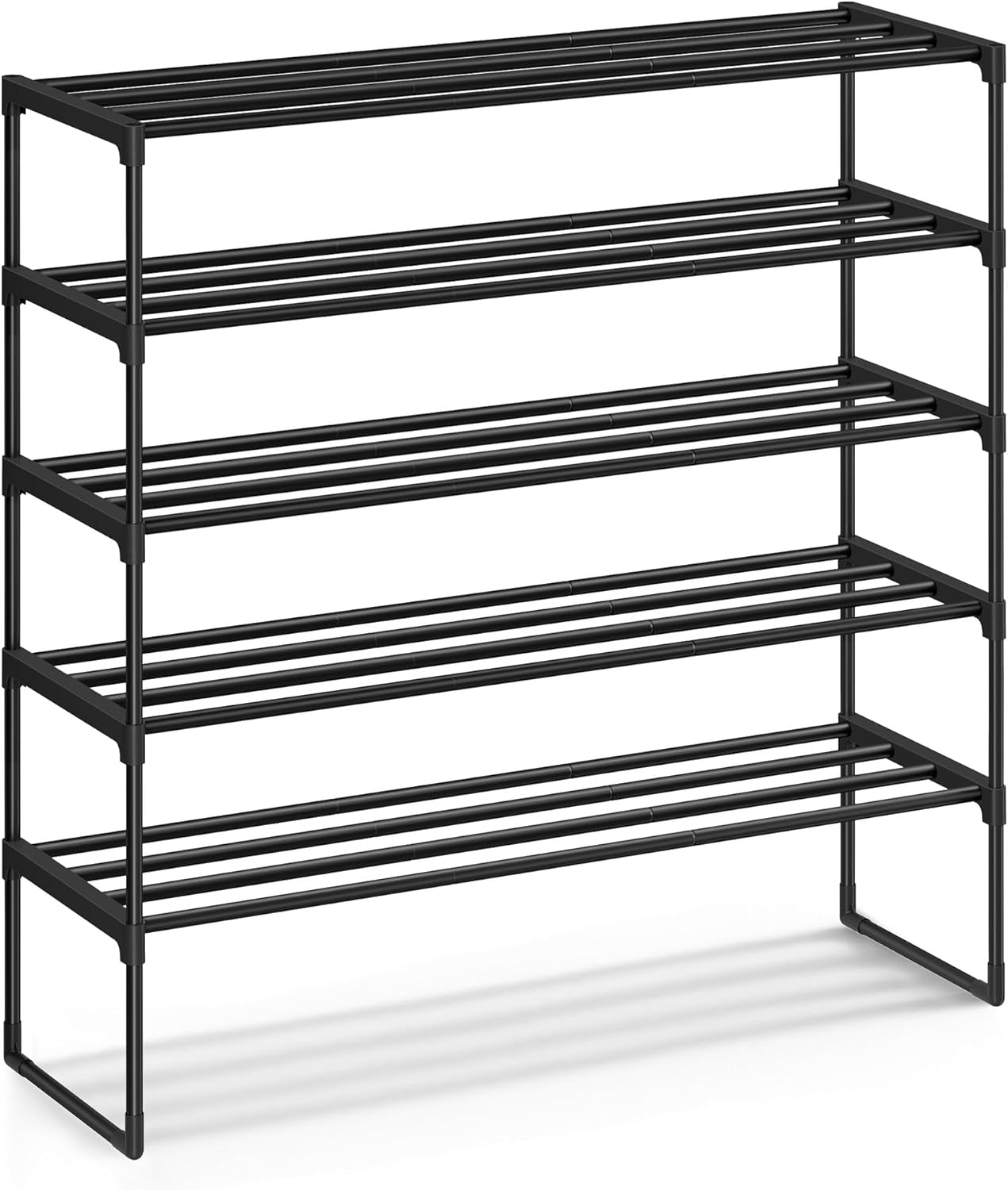 Shoe Rack, 5-Tier Shoe Organizer, Metal Storage Shelf, Upright or Upside Down, for 20-25 Pairs, Stackable, for Entryway, 11.8 X 36.2 X 35.4 Inches, Black ULSA305BH01