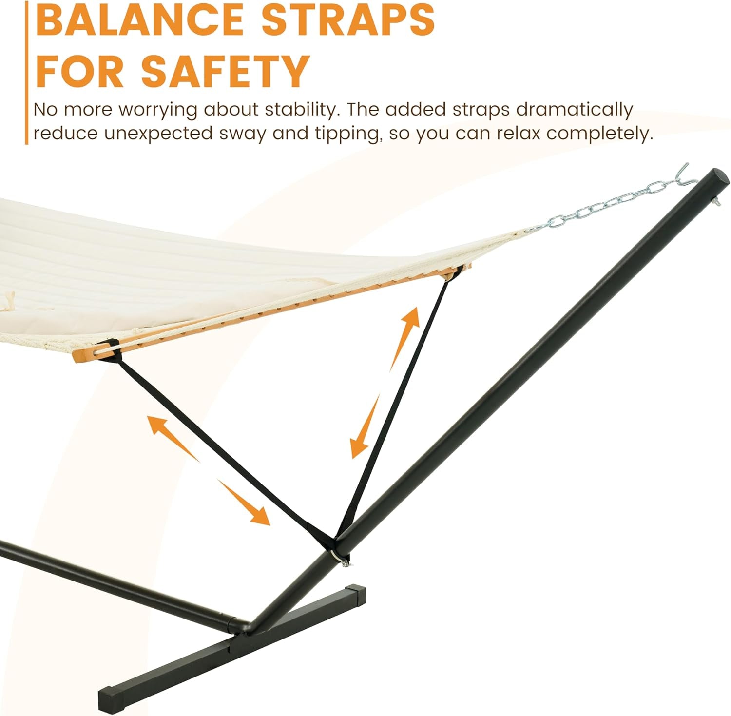 2 Person Portable Hammock with 12FT Stand, Double Hand Woven Cotton Rope Hammock with Detachable Quilted Pad & Pillow for Outside, 450Lb Capacity, Natural