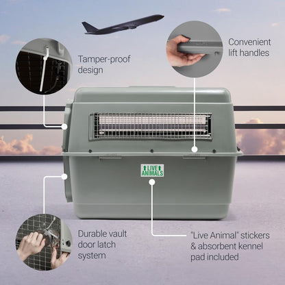 Sky Kennel - for Air and Travel, Airline Compliant Dog Crate for Pets up 70-90 Lbs, Heavy Duty Dog Kennel, Made in the USA- 40 Inches