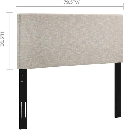 King and California King Linen Fabric Headboard, Beige Upholstery, Adjustable Height, Sturdy Black-Stained Wood Legs, Elegant Design for Master Bedroom or Guest Room