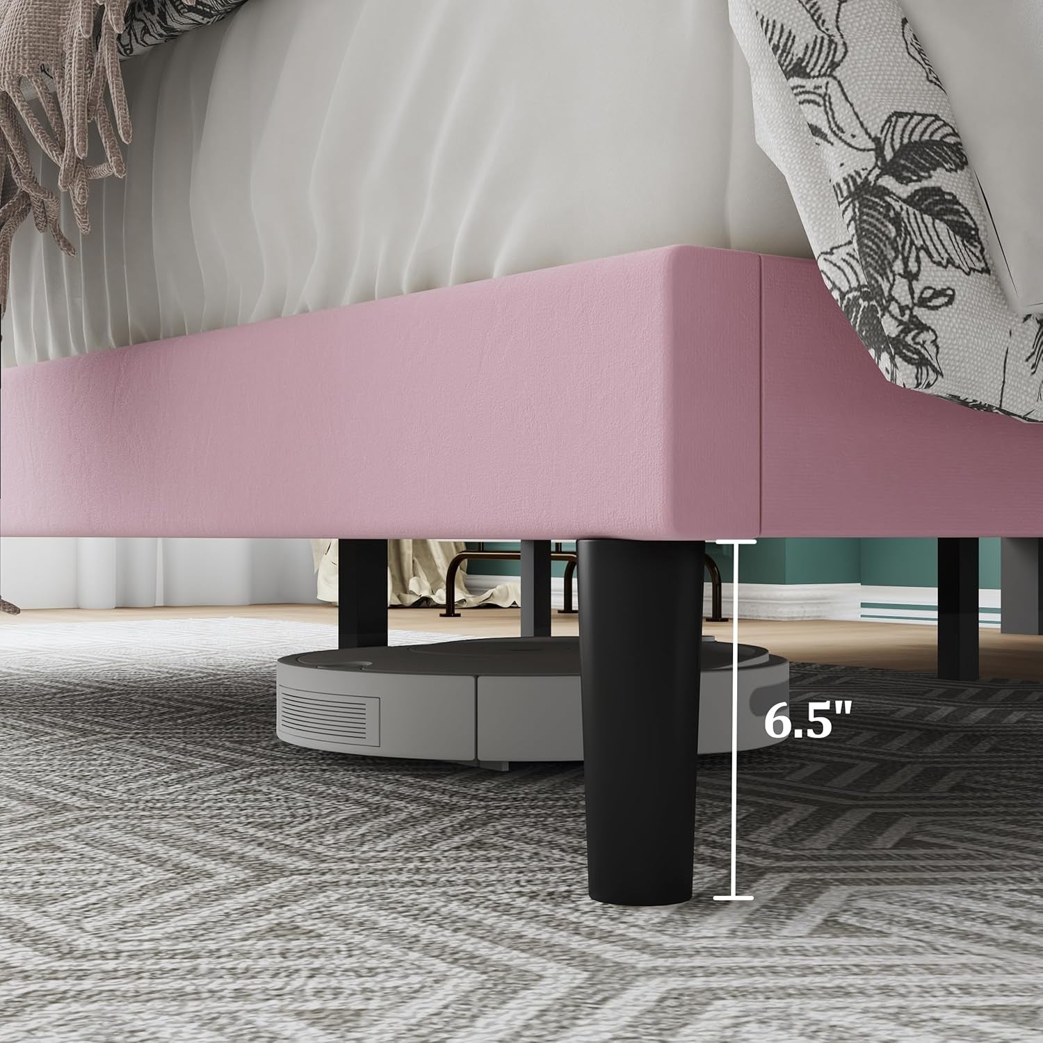 Full Size Upholstered Platform Bed, Full Size Frame with Tufted Button Headboard, Sturdy Frame Wooden Slats, No Innerspring Mattress Required, Noiseless, Easy to Assemble, Pink