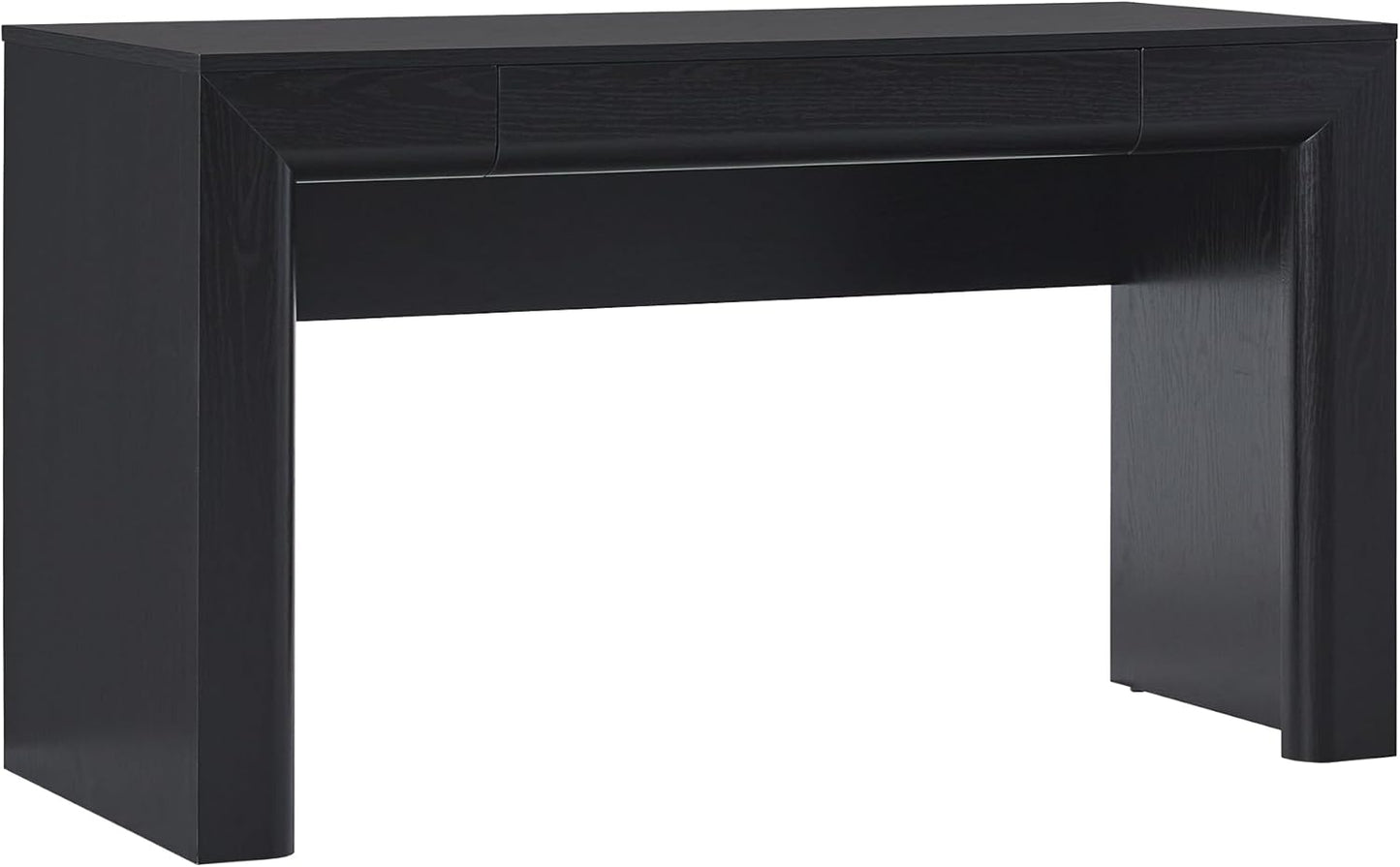 Amira Modern MDF Waterfall Writing Desk with a Built-In Storage Drawer, 52 Inch, Black