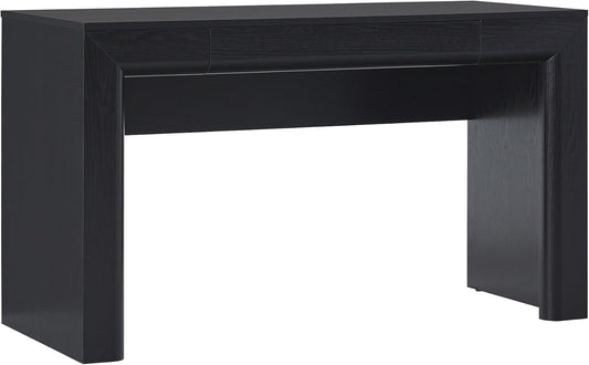 Amira Modern MDF Waterfall Writing Desk with a Built-In Storage Drawer, 52 Inch, Black