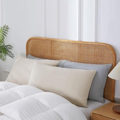 100% Cotton Waffle Weave Pillow Shams King Size Set of 2 ,600 TC Egyptian Cotton Pillowcases with Envelope Closure,Fade-Resistant, Luxury Soft & Breathable Pillow Case Covers for Bed ,Khaki 20" X 36"