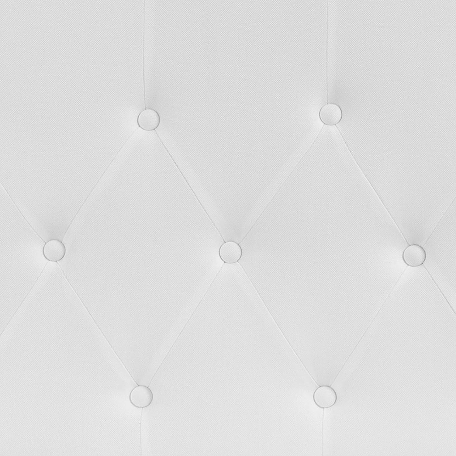 Tufted Upholstered Full Size Headboard in White Fabric