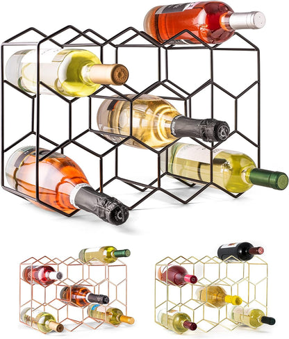 Countertop Wine Rack - 14 Bottle Freestanding Modern Black Metal Small - 3 Tier Tabletop Wine Holder Stand for Cabinet, Pantry - Wine Racks Countertop - No Assembly Required