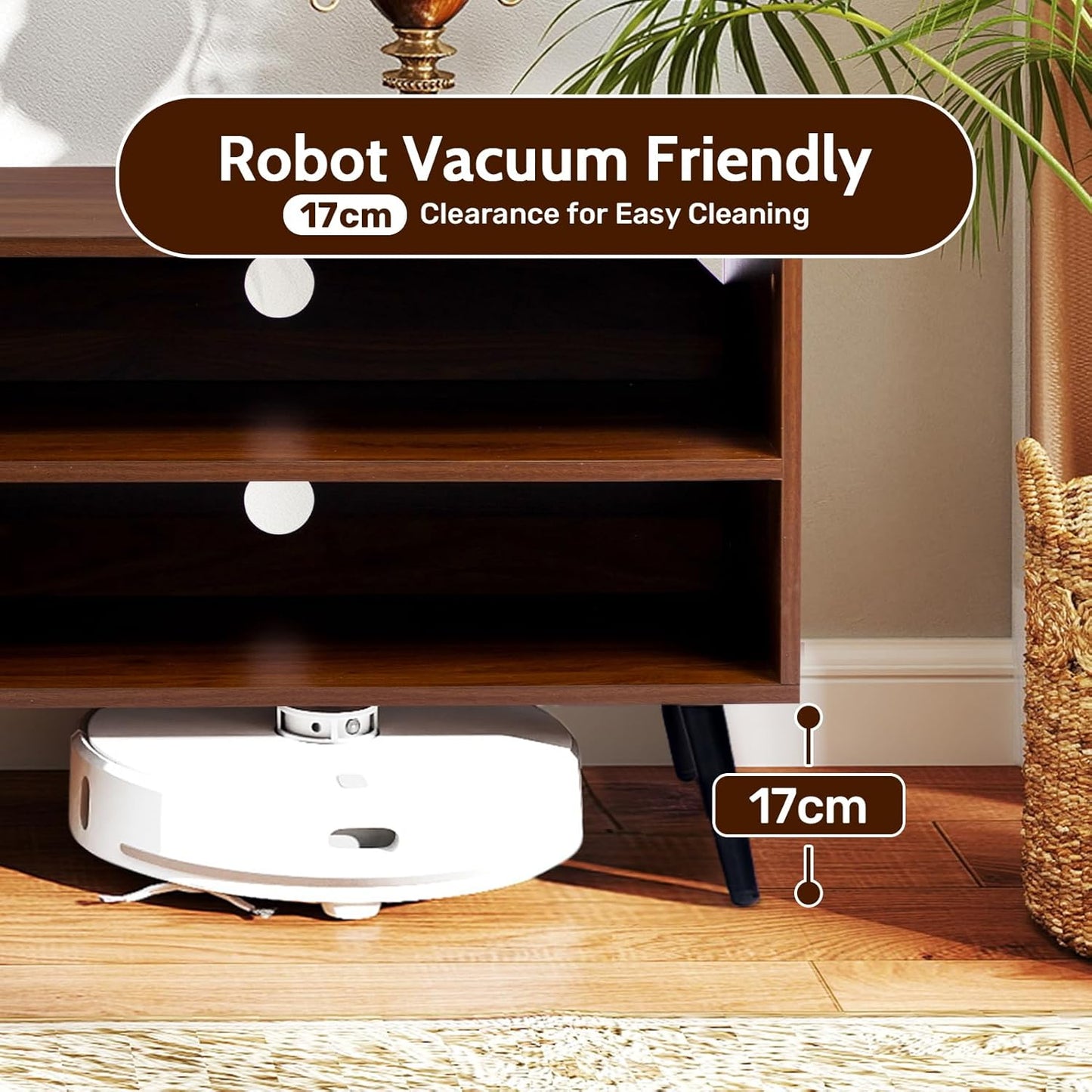 Wood TV Stand for Tvs up to 65", Mid Century TV Stand with Storage, Modern Entertainment Center with 2 Drawers, Accent TV Media Console Table for Living Room, 53"(L), Retro Brown