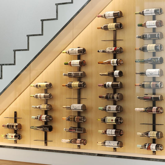 DIY 12 Bottles Wall Mounted Wine Rack, Detachable Wine Storage Organizer, Used Alone or a Set of 4, Wall Wine Display, for Kitchen, Dining Room, Bar, Wine Cellar