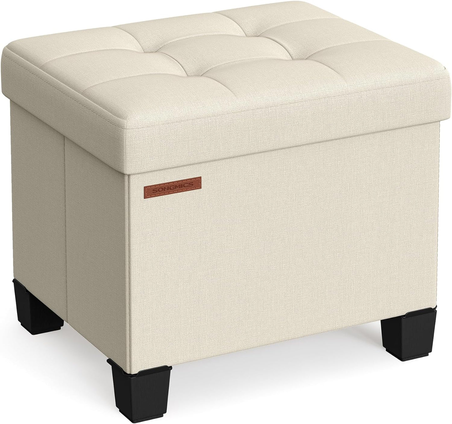 15 Inches Cube Storage Ottoman, Bedroom Bench with Storage, Foot Stool with Feet, Holds up to 660 Lb, Dark Gray ULSF14GYZ