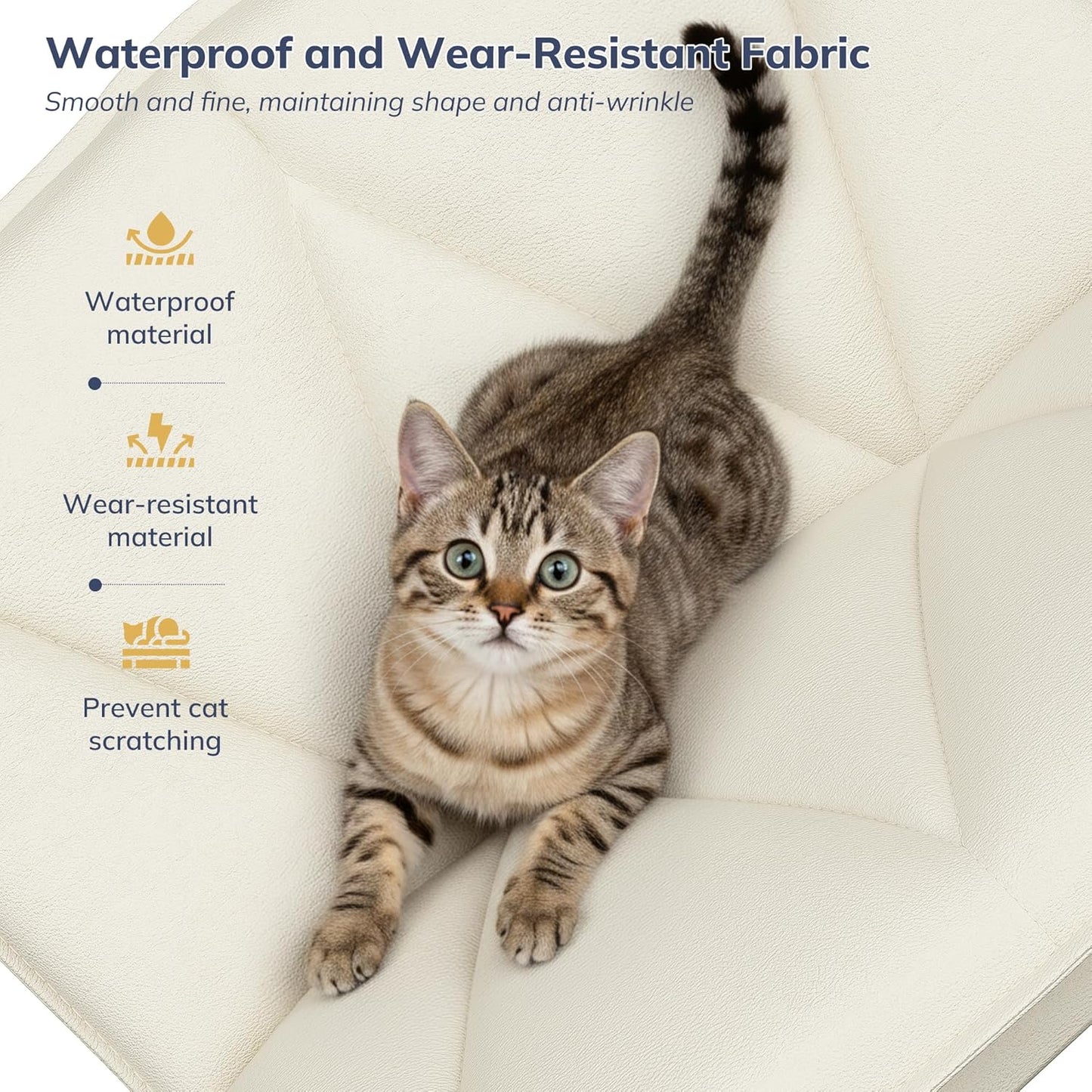 Criss Cross Chair with Wheels,Cross Legged Office Chair with 2 Layer Comfty Leather & Back,Armless Wide Vanity Chair for Home Office,Beige