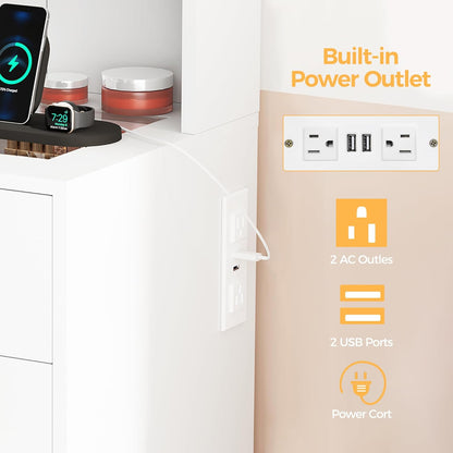 Makeup Vanity Desk with Mirror and Lights White Vanity Table with Glass Top Power Outlet Stool,Makeup Desk with 9 Drawers and 4 Storage Shelves,Dressing Table for Bedroom Women FST39W