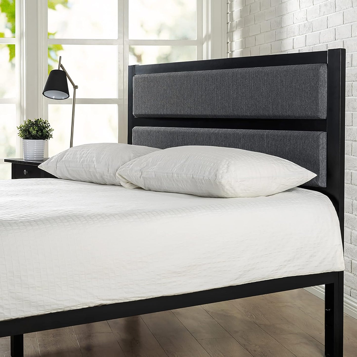 Modern Studio Upholstered Metal Headboard, Full