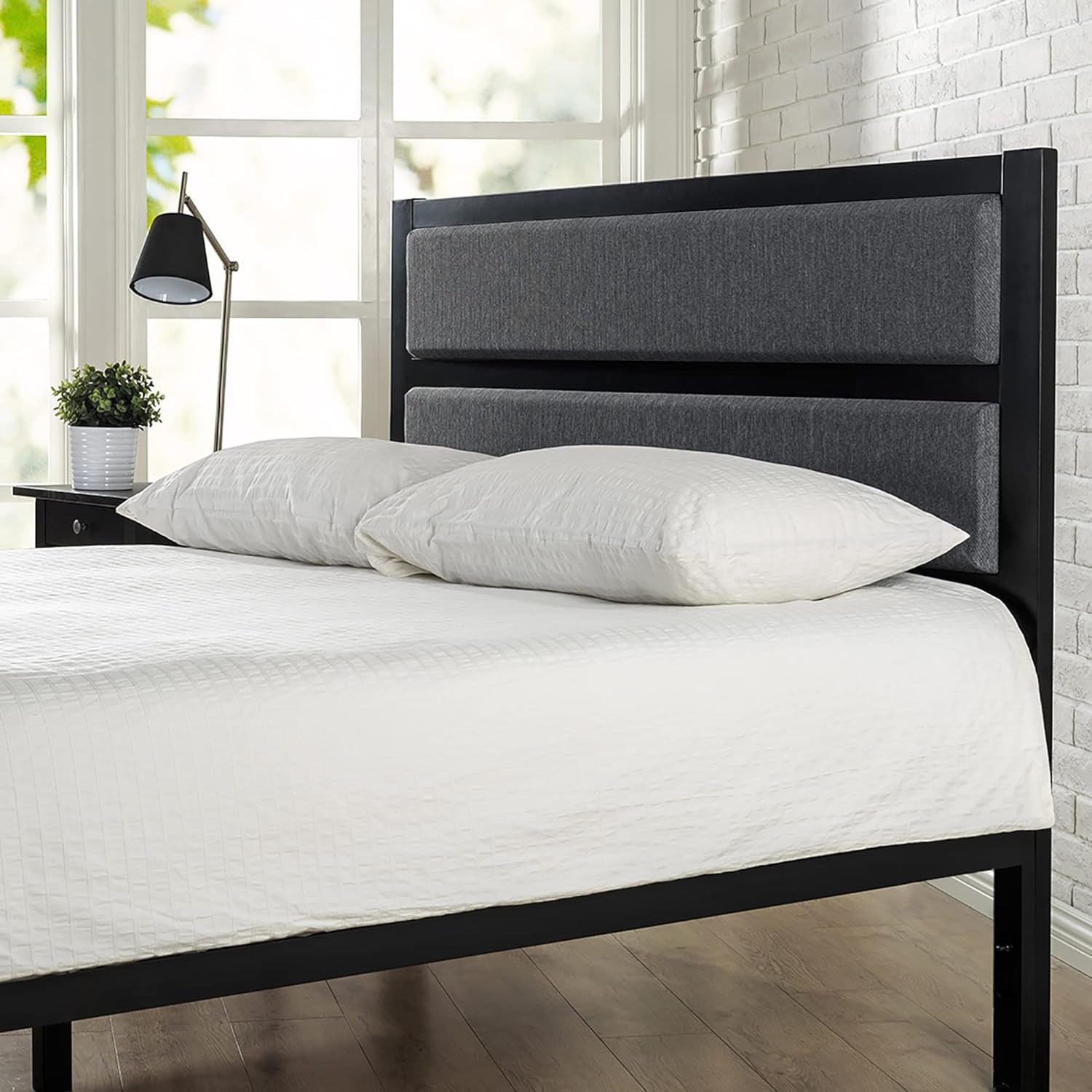 Modern Studio Upholstered Metal Headboard, Full
