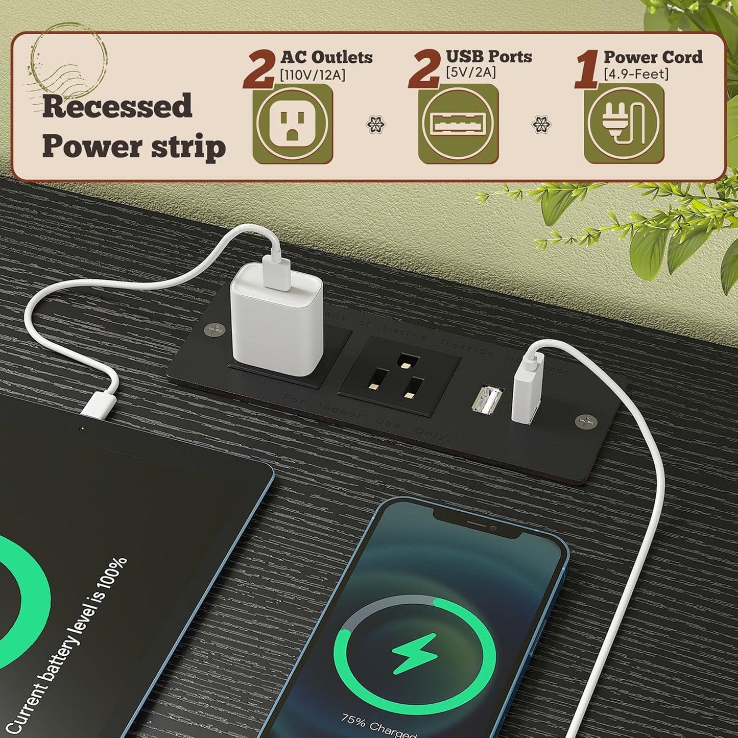 55" W Dresser for Bedroom with 9 Drawers, LED TV Stand with Power Outlets for 45, 55, 65 Inch TV, Sturdy Long Chest of Drawers with Extra 2 Wooden Shelves, Grain Black