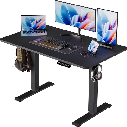 40X24 Inch Electric Standing Desk with Memory Presets, Quiet Motor Height Adjustable Stand up Desk for Home Office & Gaming, Ergonomic Sit Stand Workstation，Black