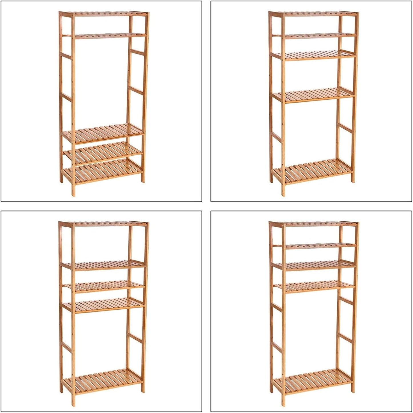 Bamboo Storage Shelf, 5-Tier Shelving Unit, Multifunctional, in the Entryway, Bathroom, Living Room, Balcony, Kitchen, 10.2 X 23.6 X 51.2 Inches, Light Bamboo UBCB35Y