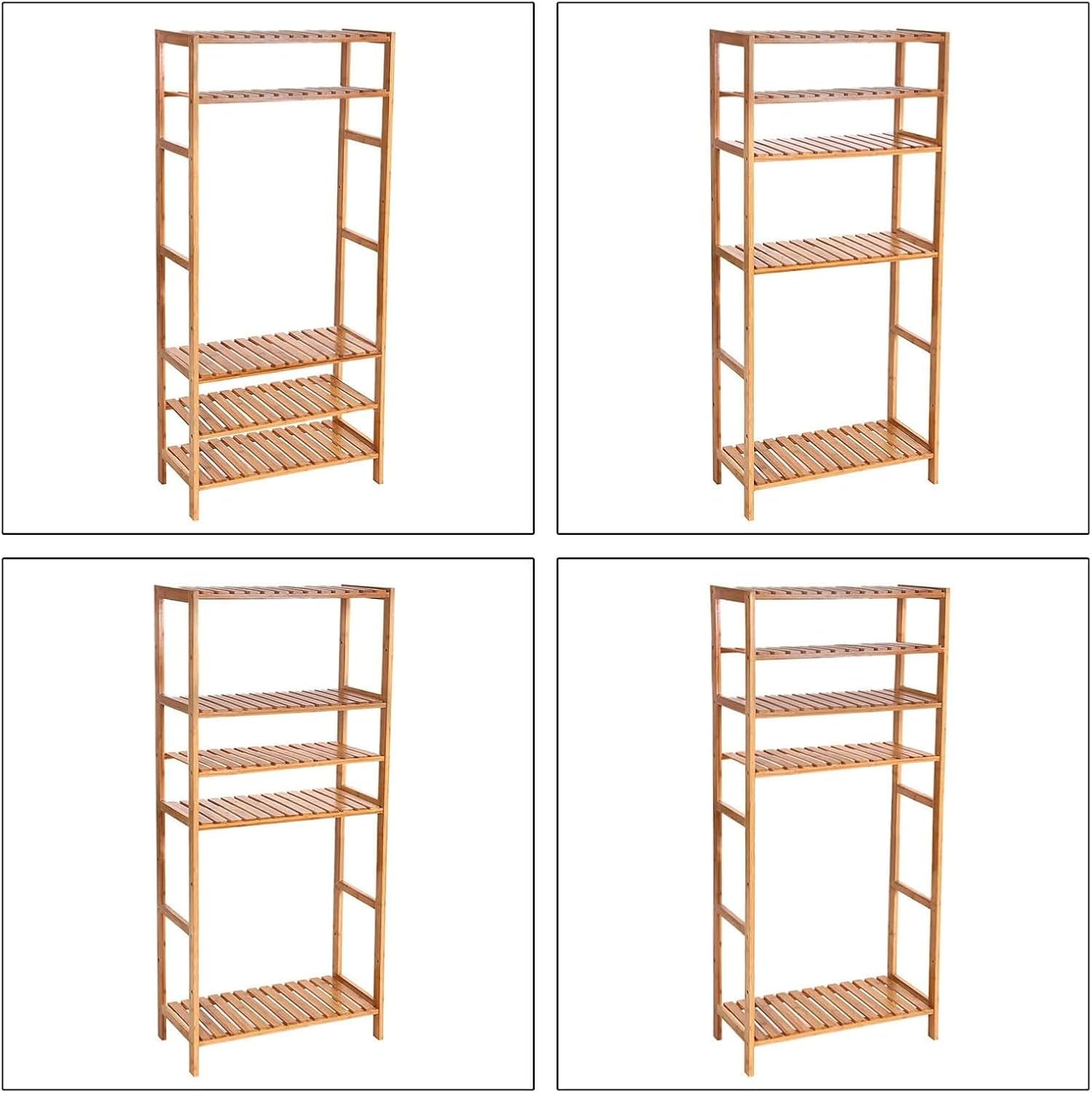 Bamboo Storage Shelf, 5-Tier Shelving Unit, Multifunctional, in the Entryway, Bathroom, Living Room, Balcony, Kitchen, 10.2 X 23.6 X 51.2 Inches, Light Bamboo UBCB35Y