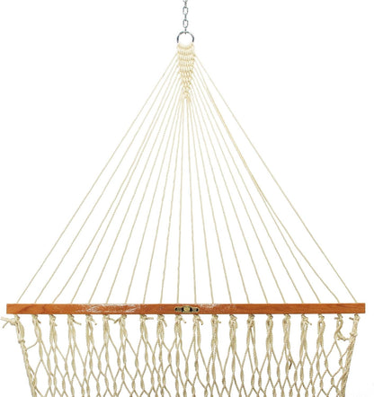 Single Oatmeal Duracord Rope Hammock – 12 Ft. X 50 In., 1-Person, 450 Lb Capacity, Oak Spreader Bar, Zinc-Plated Hardware, Handcrafted in the USA