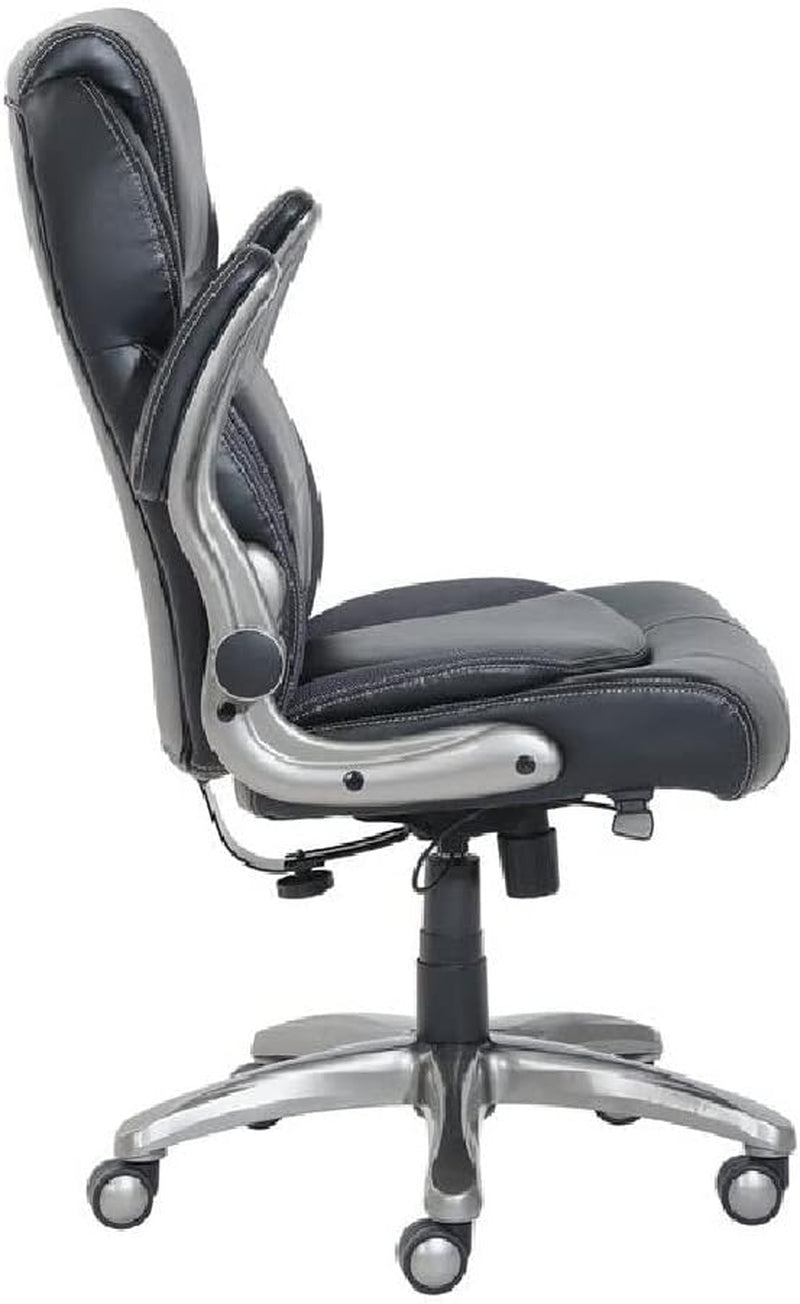 Ergonomic High-Back Office Chair with Flip-Up Arms and Lumbar Support, 29.5"D X 27.5"W X 44.75"H, Black