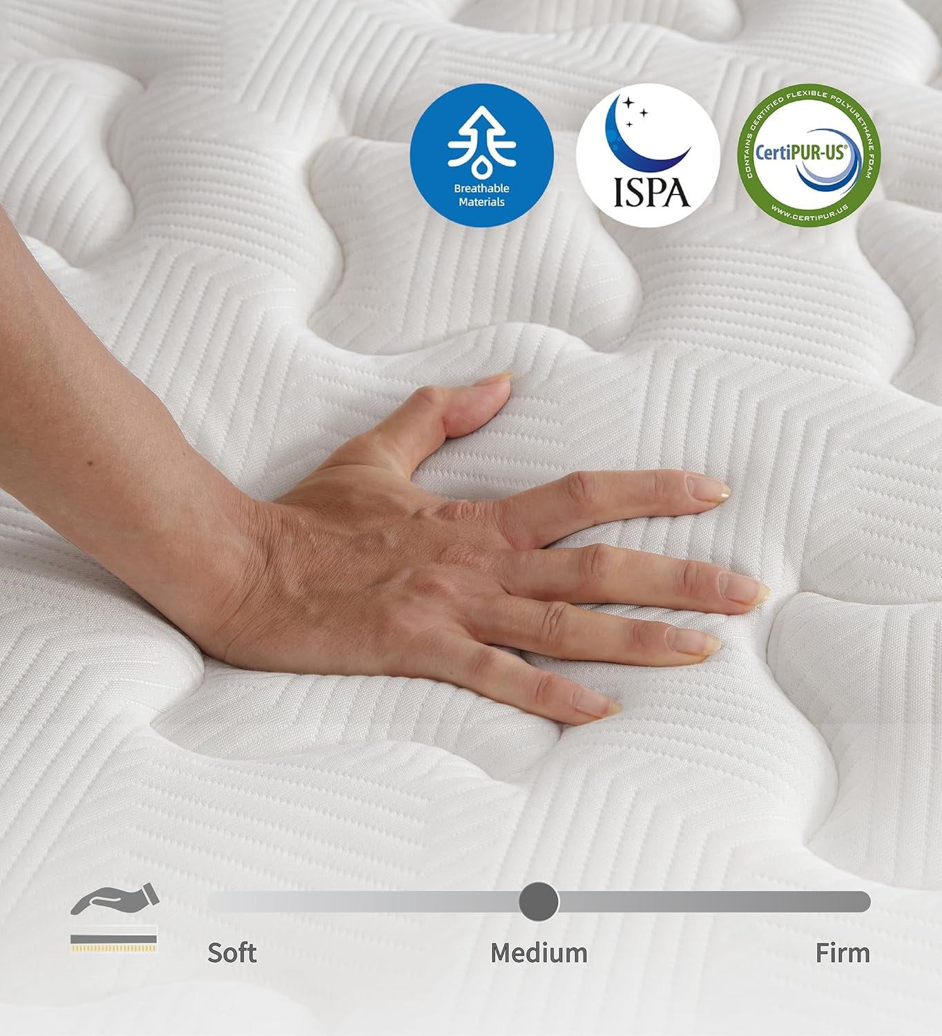 Queen Size Mattresses,10 Inch Memory Foam Hybrid Queen Mattresses in a Box White Mattress with Provide Sleep Support and Pressure Relief,Medium Firm,Certipur-Us.