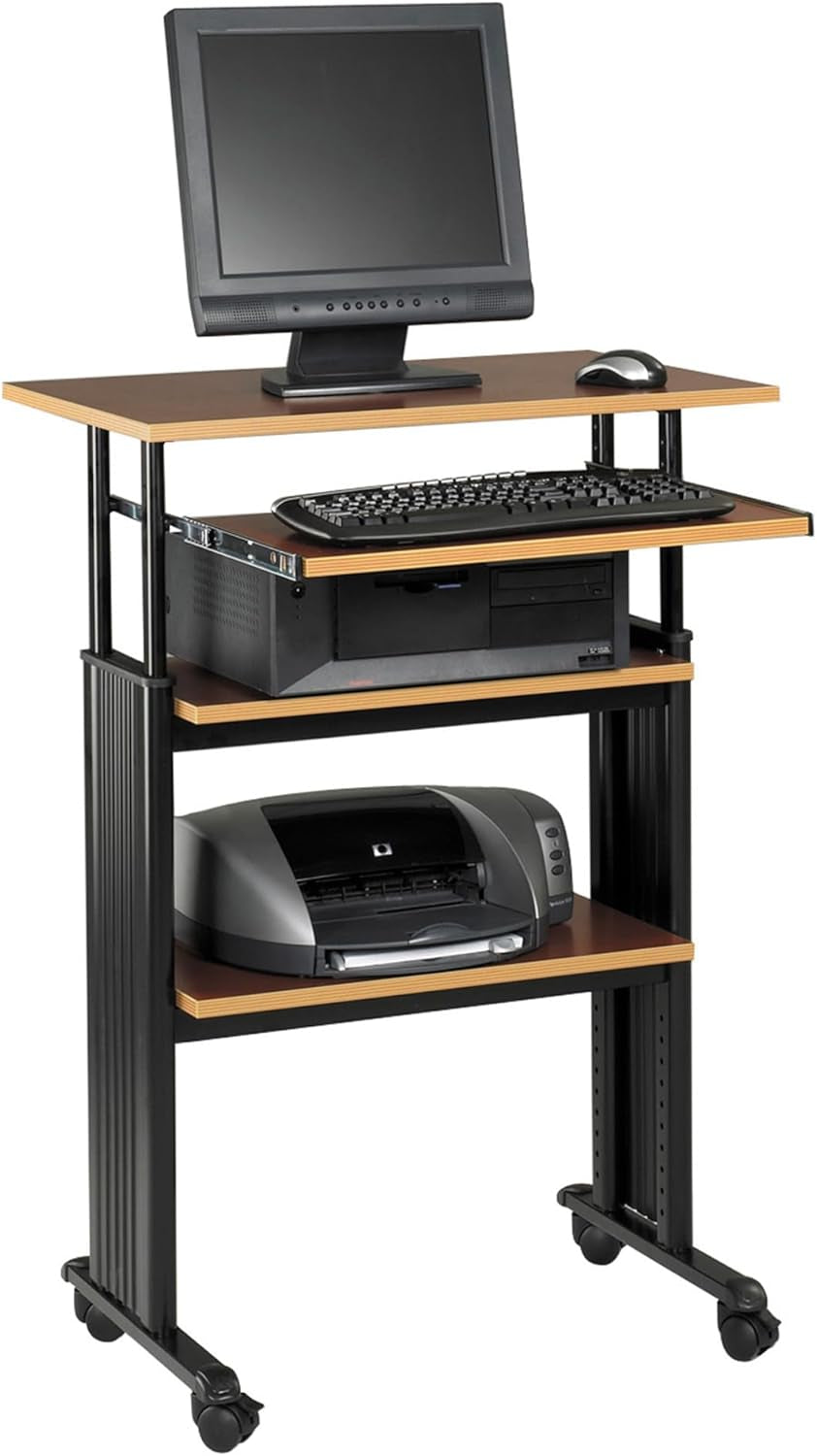 1929CY MUV Mobile Stand-Up Height-Adjustable Desk,Keyboard Storage, Steel Frame Construction, Durable Melamine Laminate Work Surface, 4 Wheels, Narrow Design
