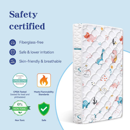 Premium 5" Crib Mattress and Toddler Mattress, Dual-Sided and Firm, Hypoallergenic Crib Mattress, Fits Standard Crib and Toddler Bed