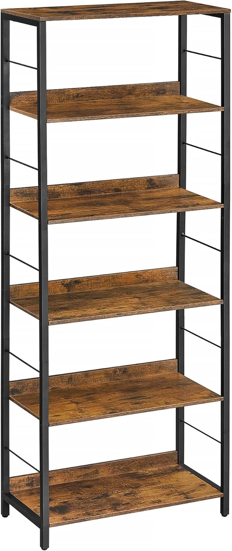 6-Tier Bookshelf, Bookcase for Office, 11.8 X 23.6 X 70.1 Inches, Shelving Unit, with Back Panels, Industrial Style, for Living Room, Study, Home Office, Rustic Brown and Black ULLS118B01
