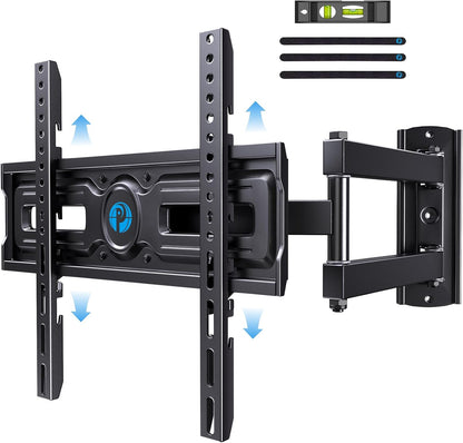 Full Motion TV Wall Mount for Most 26-60 Inch Flat & Curved Tvs up to 77 Lbs, Adjustable Bracket Height, Single Articulating Arm, Extension, Max VESA 400X400Mm, PIMF9