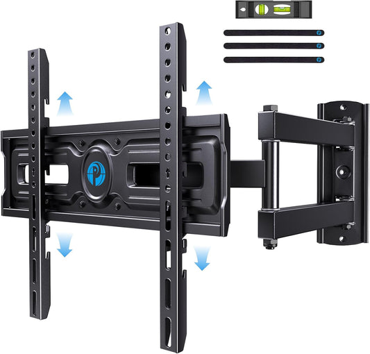 Full Motion TV Wall Mount for Most 26-60 Inch Flat & Curved Tvs up to 77 Lbs, Adjustable Bracket Height, Single Articulating Arm, Extension, Max VESA 400X400Mm, PIMF9