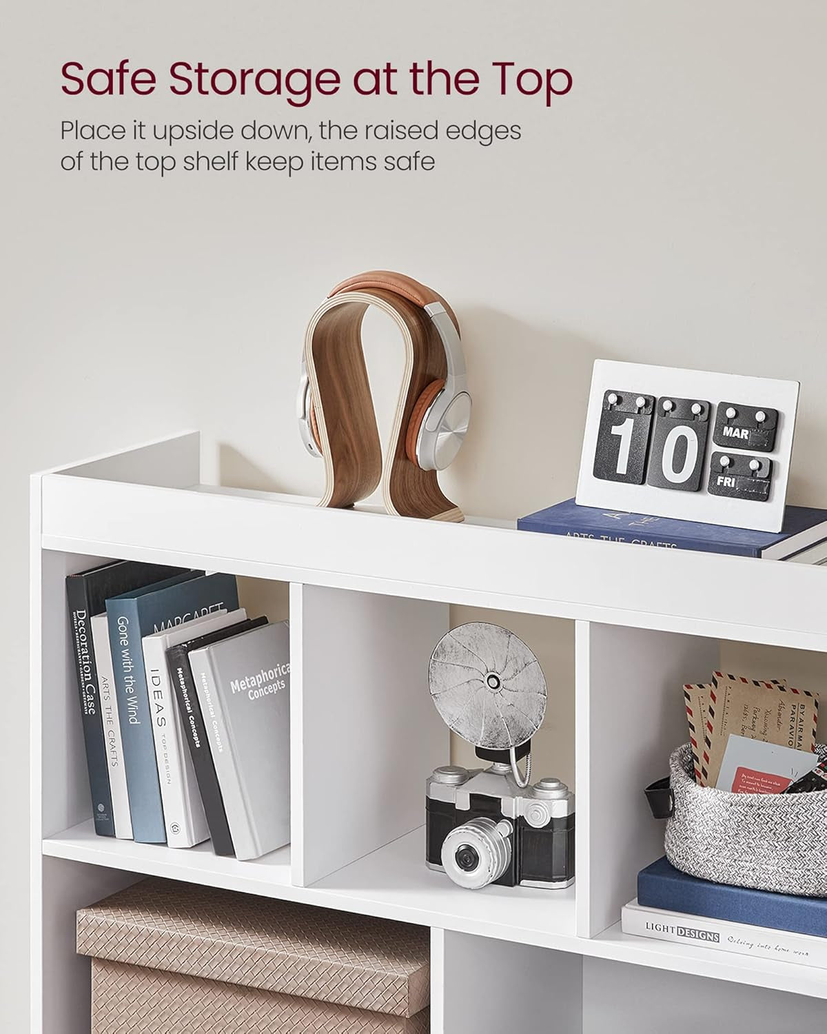 Bookcase, Bookshelf, Freestanding Storage Unit, 8 Open Compartments, Used Horizontally, Vertically, Upside Down, 11 X 35.4 X 39.4 Inches, for Living Room, Study, Office, White ULBC55WT