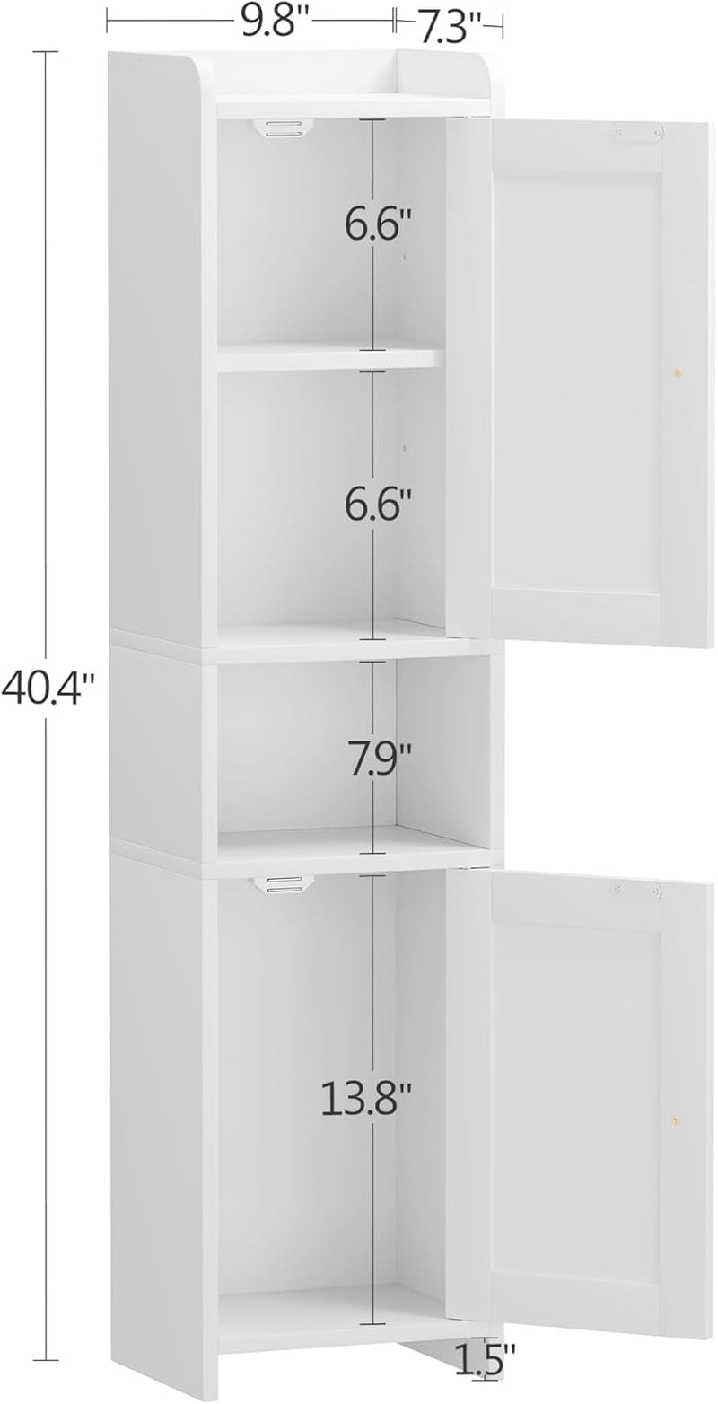 Bathroom Cabinet with 2 Doors, Small Freestanding Storage Cabinet with Adjustable Shelf, Floor Cabinet for Small Spaces, Bathroom, Entrances, Kitchen, White