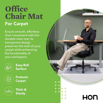 Office Chair Mat for Carpet, Computer Desk Chair Mat for Carpeted Floors, Easy Glide in Office or Home with Extended Lip (36” X 48”)