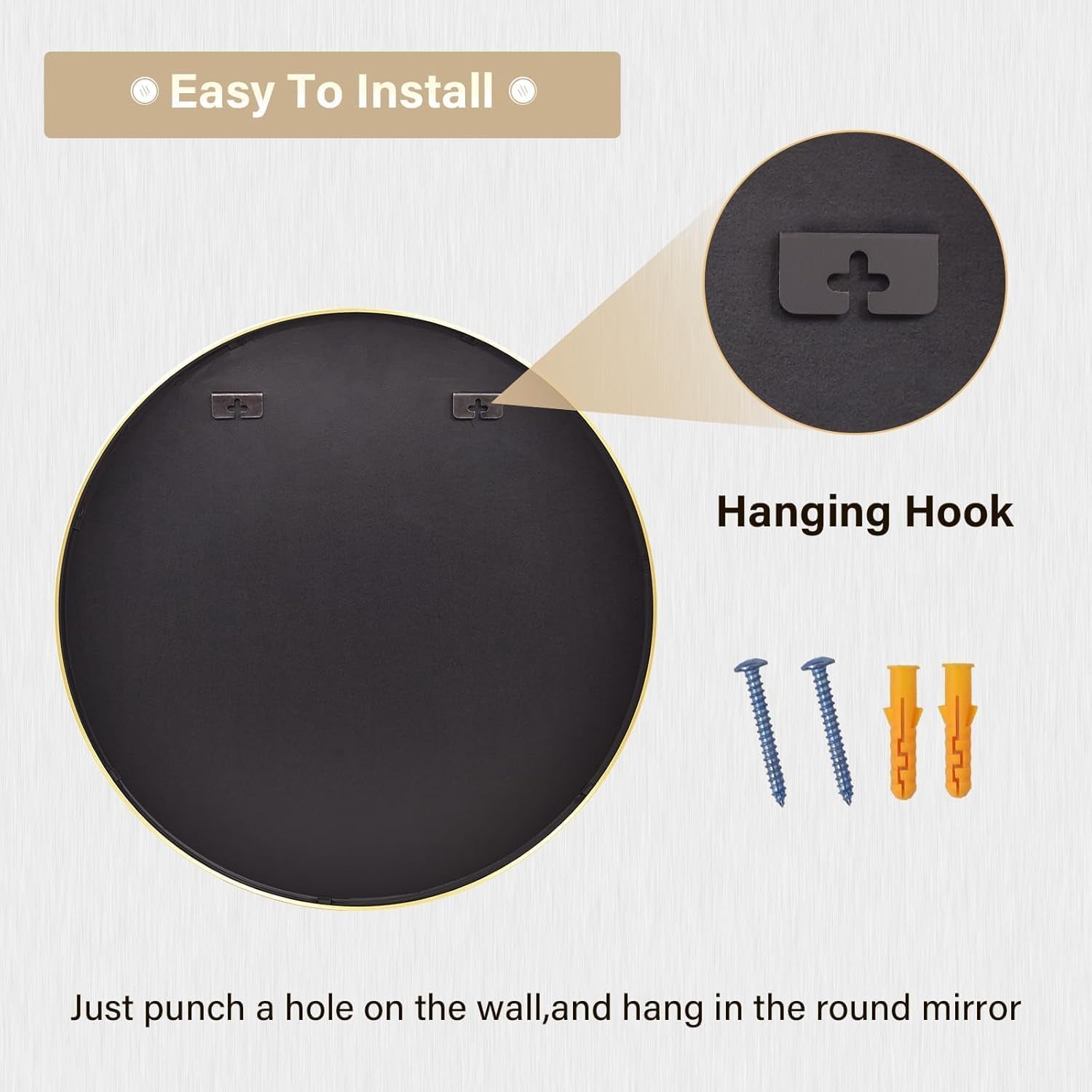 round Mirror 19.6 Gold Wall Mounted Circle Mirrors Vanity Mirror with Brushed Aluminum Alloy Frame Modern Decoration for Bathroom, Living Room, Vanity, Bedroom, Entryway