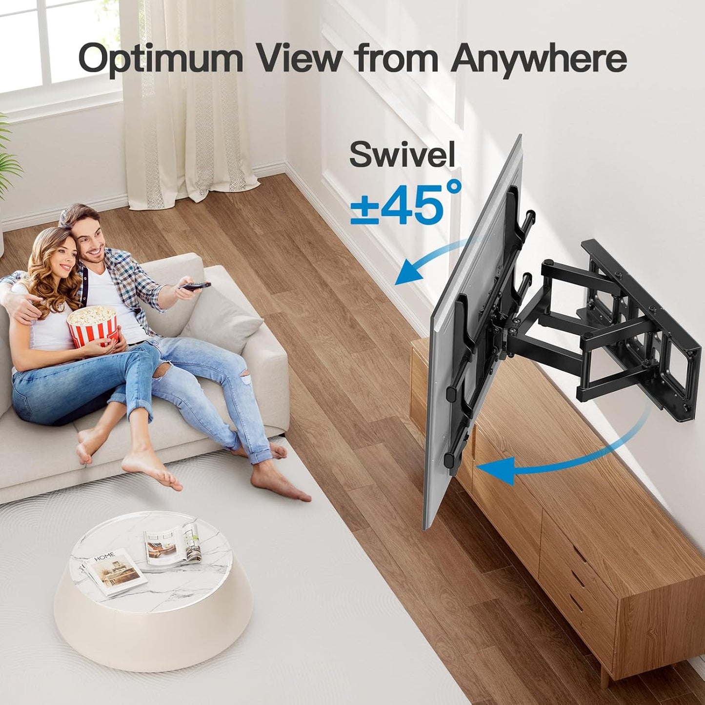 Full Motion TV Wall Mount for Most 37-75 Inch Tvs up to 132Lbs, Wall Mount TV Bracket Articulating Swivel Tilt Extension Leveling Max VESA 600X400Mm Fits 12/16" Wood Stud, PILFK1