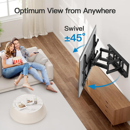 Full Motion TV Wall Mount for Most 37-75 Inch Tvs up to 132Lbs, Wall Mount TV Bracket Articulating Swivel Tilt Extension Leveling Max VESA 600X400Mm Fits 12/16" Wood Stud, PILFK1