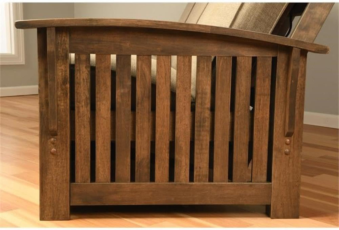 Washington Queen Size Futon Frame with Storage Drawers - Wood Futon Frame with Mattress Included in Suede Black Color