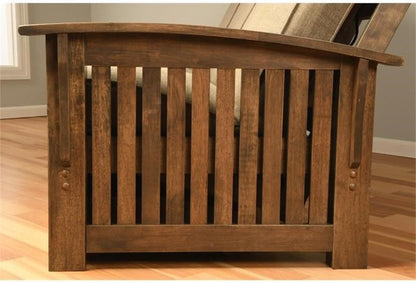 Washington Queen Size Futon Frame with Storage Drawers - Wood Futon Frame with Mattress Included in Suede Black Color