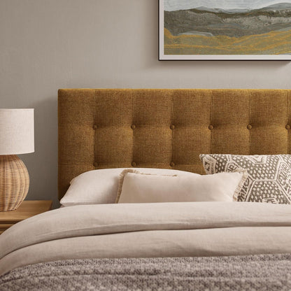 Emily King Size Fabric Headboard in Copper - Linen-Like Upholstery with Button Tufting and 7 Adjustable Height Positions