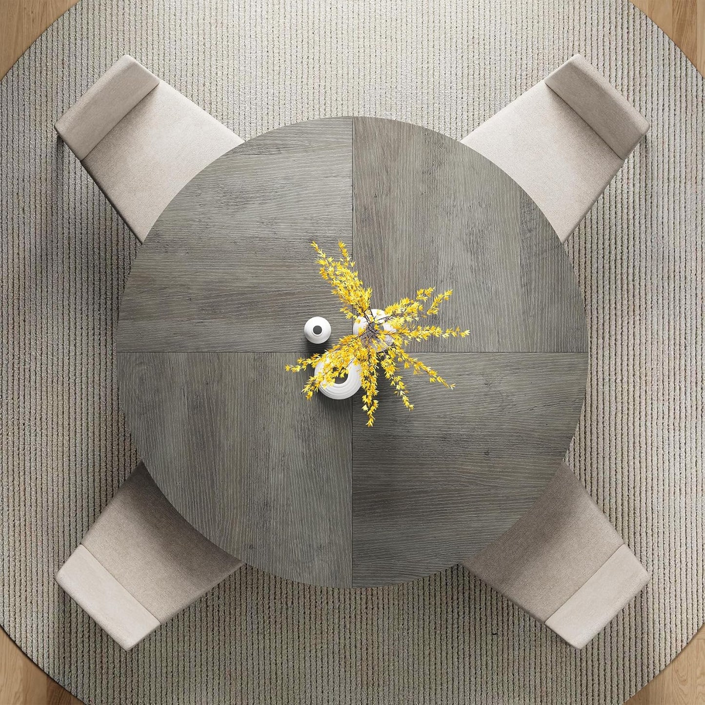 47.2" round Dining Table for 4, Wood Kitchen Table with Storage Shelf for Dining Room, Dinner Table with Wooden Tabletop and Metal Base, Cherry