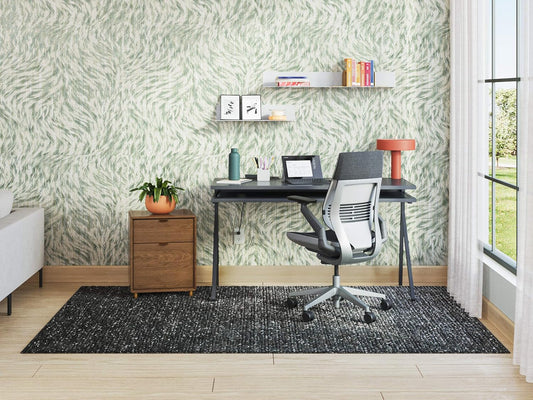 Gesture Office Chair - Ergonomic Work Chair with Wheels for Carpet - Comfortable - Intuitive-To-Adjust for Desk - 360-Degree Arms - Licorice Fabric, Dark Frame