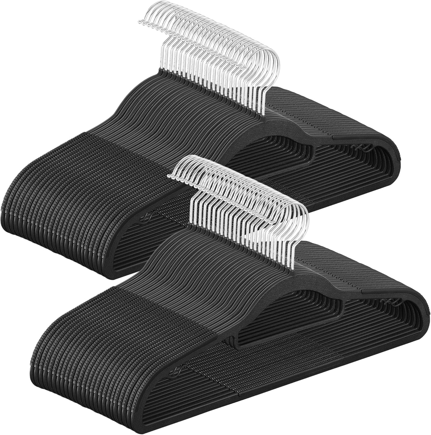 Pack of 30 Coat Hangers, Space-Saving Plastic Clothes Hangers, Non-Slip, 0.2 Inches Slim, 16.5 Inches Wide, 360° Swivel Silver Hook, Light and Dark Gray UCRP20G30