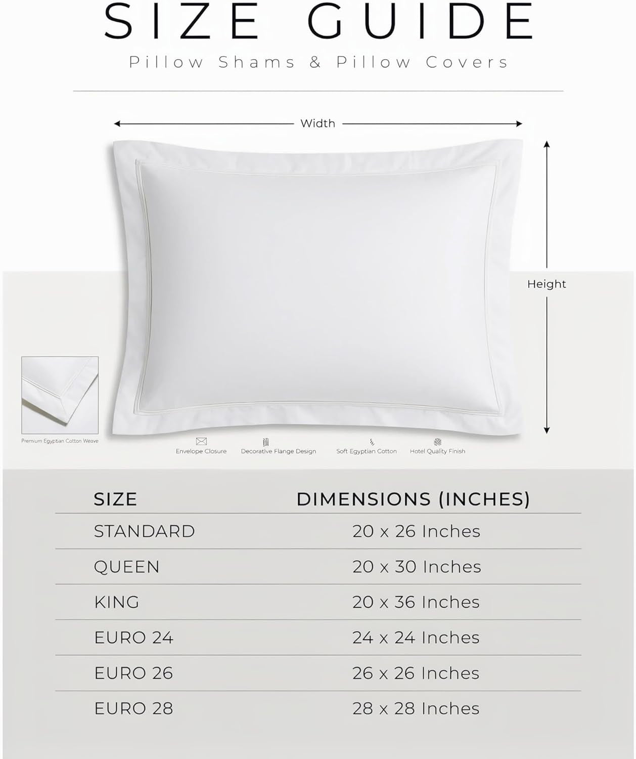 King Pillow Shams Set of 2 White 20X36 Inch – 100% Egyptian Cotton, 2 Inch Flange, Hotel Quality Decorative Pillow Sham Covers with Envelope Closure, Soft Skin Friendly Cushion Cover for Bed