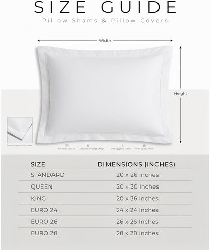 King Pillow Shams Set of 2 White 20X36 Inch – 100% Egyptian Cotton, 2 Inch Flange, Hotel Quality Decorative Pillow Sham Covers with Envelope Closure, Soft Skin Friendly Cushion Cover for Bed
