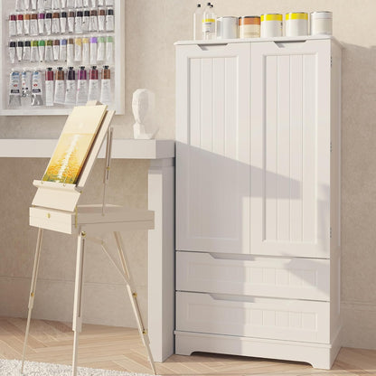 Kitchen Pantry Storage Cabinet with Drawers Freestanding Bathroom Storage Cabinets with Doors and Shelves, 47" Small Food Pantry Cabinet for Dining Room Craft Room, White