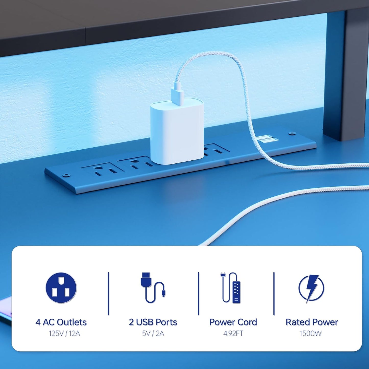 64 Inch L Shaped Gaming Desk with Power Outlets and Led Lights, Large Corner Computer Desk with Monitor Stand and Pegboard, PC Table for Home Office and Bedroom Pink