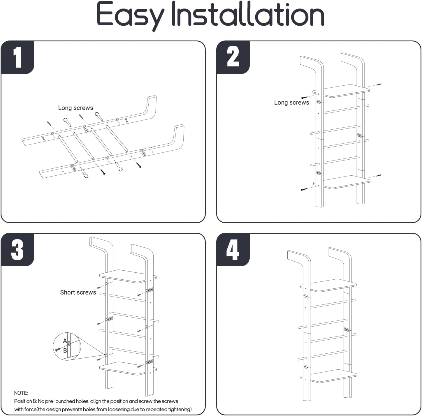 Wooden Ladder with Shelf for Room Decor, 6-Tier Decor Ladder with Non-Slip Mat & Hooks, Farmhouse Style Leaning Wall Display Holder