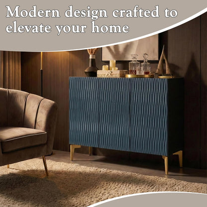 2-Door Storage Cabinet – Accent Sideboard Buffet in Blue & Black, Storage Cabinet for Living Room, Hallway, Kitchen, Dining Room, or Entryway